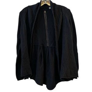 Anthropologie Knitted & Knotted Women's Black Cardigan Sweater Size M Open Front